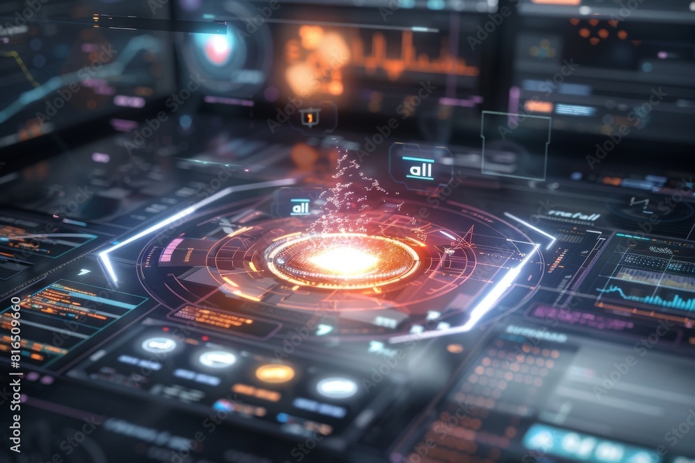 futuristic user interface of a holographic display futuristic user interface of a holographic display
