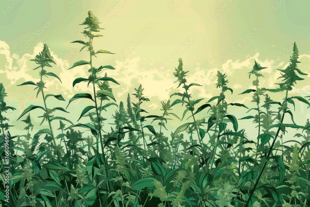 A beautiful field of plants with the sun shining in the background. Perfect for nature and agriculture concepts A beautiful field of plants with the sun shining in the background. Perfect for nature and agriculture concepts