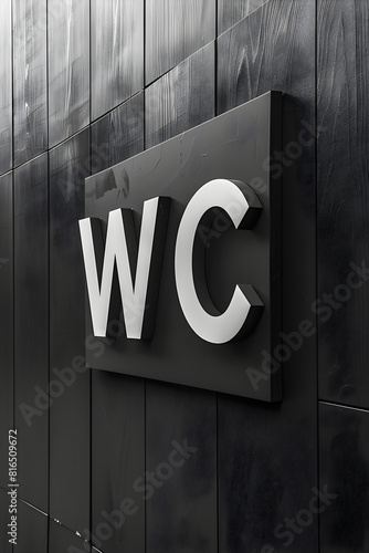 Bold, Dimensional WC Abbreviation Signifying 'Water Closet'