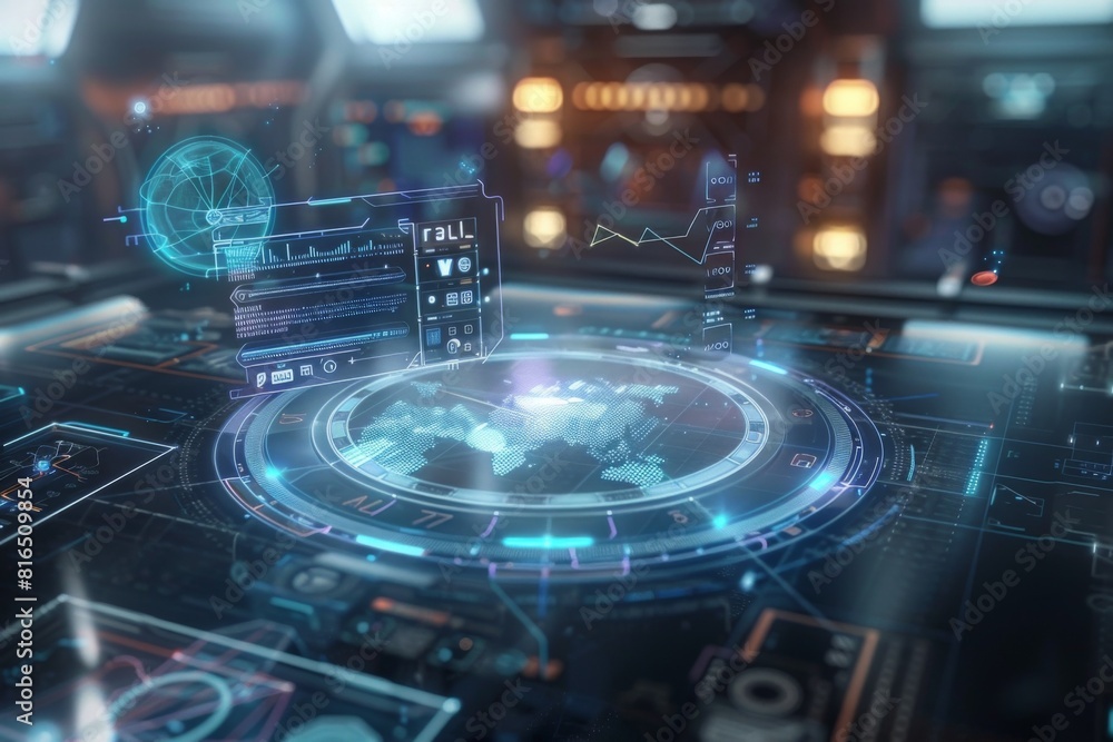 futuristic user interface of a holographic display futuristic user interface of a holographic display