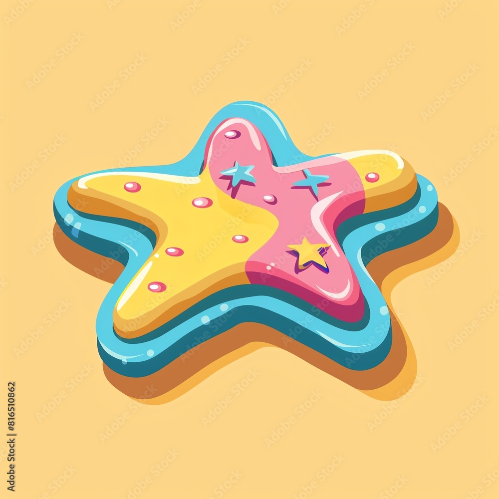 Star shaped cookie baking flat design side view festive cooking theme cartoon drawing Triadic Color Scheme Star shaped cookie baking flat design side view festive cooking theme cartoon drawing Triadic Color Scheme