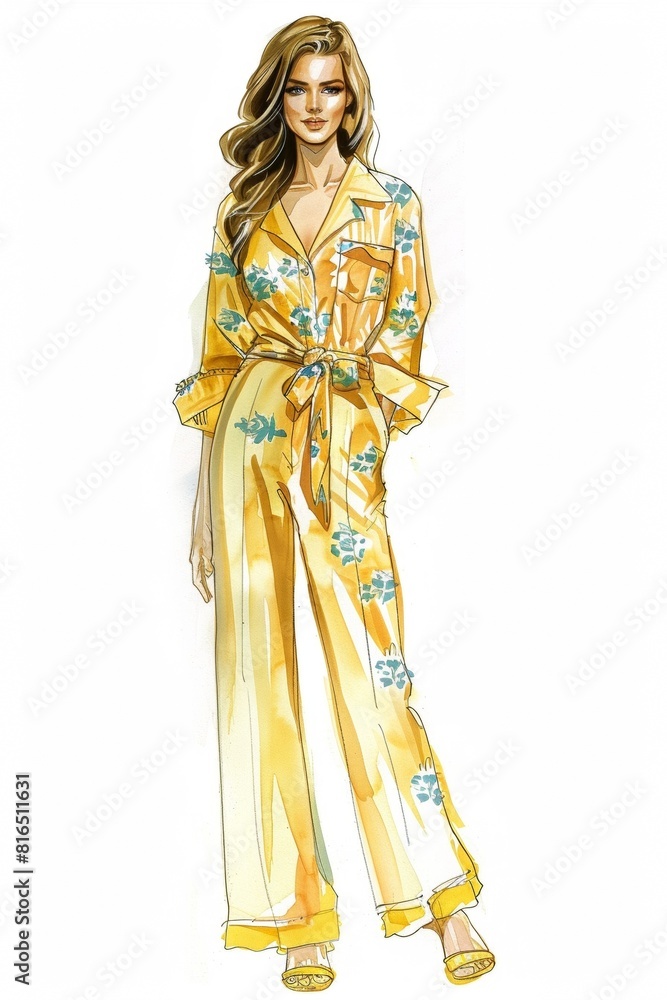Modern Girl's Pajama Party Outfit Sketch Modern Girl's Pajama Party Outfit Sketch