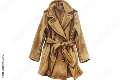 A brown coat hanging on a wall. Perfect for fashion or interior design concepts