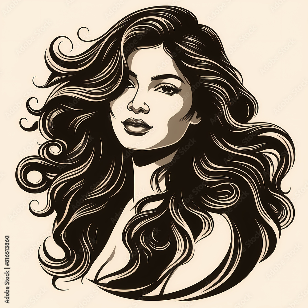 Elevate your salon with an elegant Indian woman silhouette, perfect for decor, logos, or business cards, showcasing stunning hair Elevate your salon with an elegant Indian woman silhouette, perfect for decor, logos, or business cards, showcasing stunning hair
