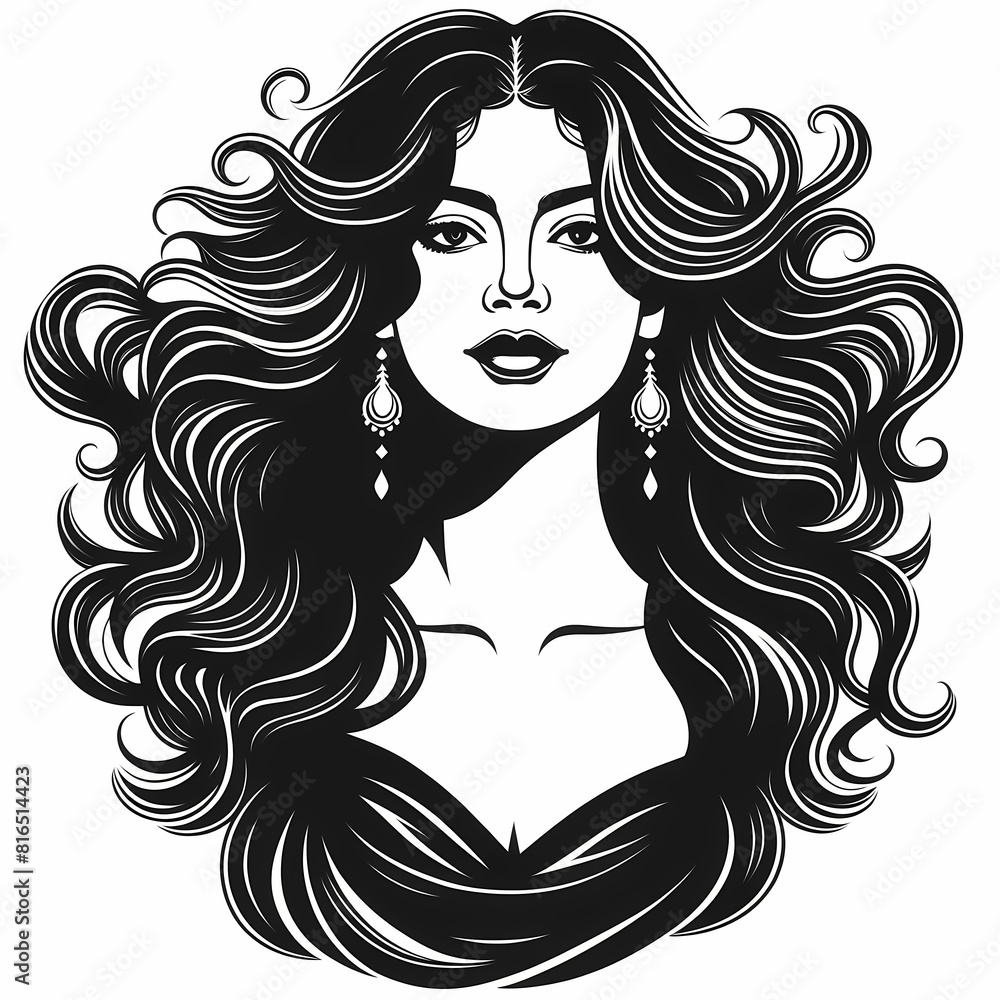 Elevate your salon with an elegant Indian woman silhouette, perfect for decor, logos, or business cards, showcasing stunning hair Elevate your salon with an elegant Indian woman silhouette, perfect for decor, logos, or business cards, showcasing stunning hair