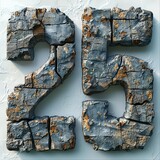 Cracked Concrete Textured 3D Numerals 