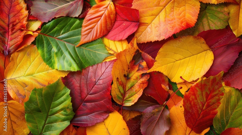 An image showing vibrant Autumn leaves up close