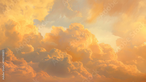 Background of Renaissance cloud sky painting Tranquility: Apricot, Yellow & Gold Clouds - Art