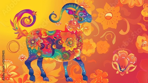 New Year of the Goat 2015 colorful card