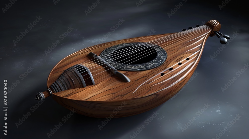 Oud, a traditional Middle Eastern musical instrument, has a unique shape that's highlighted using a clipping path mask. Oud, a traditional Middle Eastern musical instrument, has a unique shape that's highlighted using a clipping path mask.