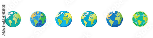 globe icon set, Globe earth vector icons set, Earth globe icons. earth hemispheres with continents. vector world map set. planet Earth, Earth globes isolated on transparent background.