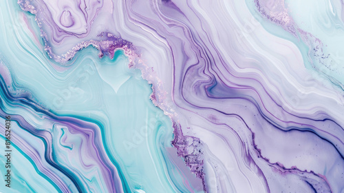 The texture of light purple and blue, aquamarine marble with swirling patterns in the style of abstract art. Background with stripes and waves