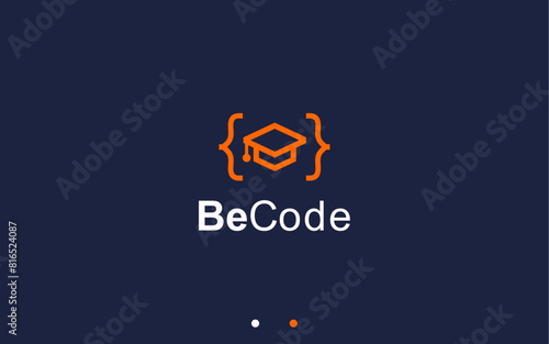 education code logo design vector silhouette illustration