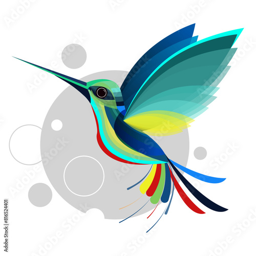 Flaying hummingbird Bird with white Background