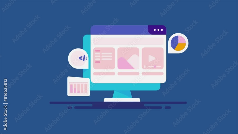 Website content and coding, analytics chart and graph, intelligent data marketing SEO optimization concept video animation. Website content and coding, analytics chart and graph, intelligent data marketing SEO optimization concept video animation.
