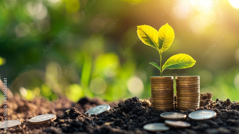 A Money Tree Growing From A Pile Of Coins. A Money Tree Growing From A Pile Of Coins.