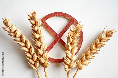 A wheat stalk with a red X on it. Celiac