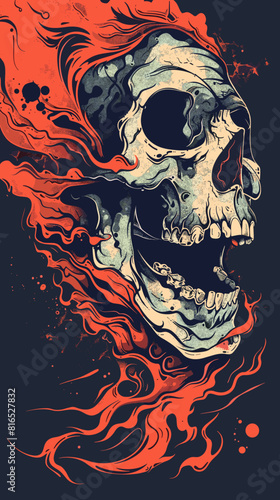 Abstract vector illustration of a skull for printing on a T-shirt.
