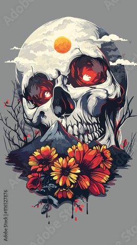 Abstract vector illustration of a skull for printing on a T-shirt.