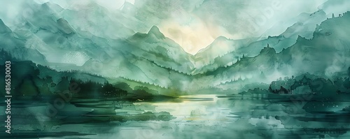 A serene  surreal landscape where the rivers and mountains themselves morph into facial features  symbolizing natural beauty  watercolor style