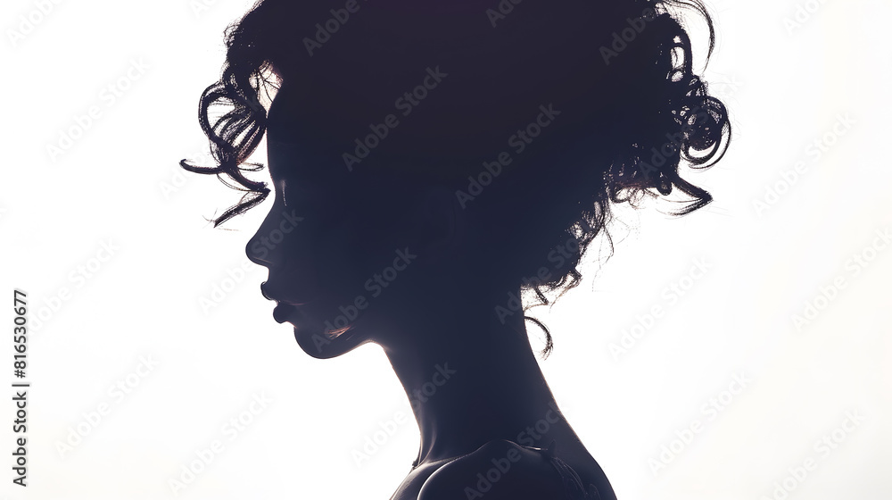 silhouette of a young woman with hairdo beautiful girl on a white isolated background concept beauty and fashion : Generative AI silhouette of a young woman with hairdo beautiful girl on a white isolated background concept beauty and fashion : Generative AI