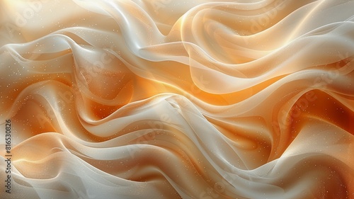 Abstract Flowing Fabric Background with Soft Orange and White Gradien