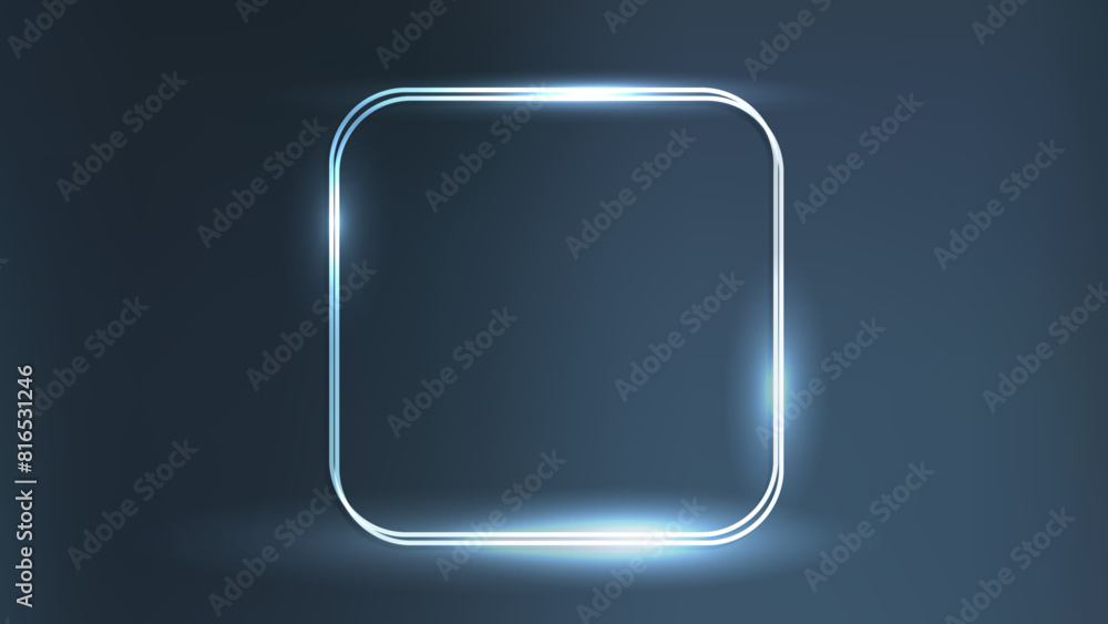 Neon double frame with shining effects Neon double frame with shining effects