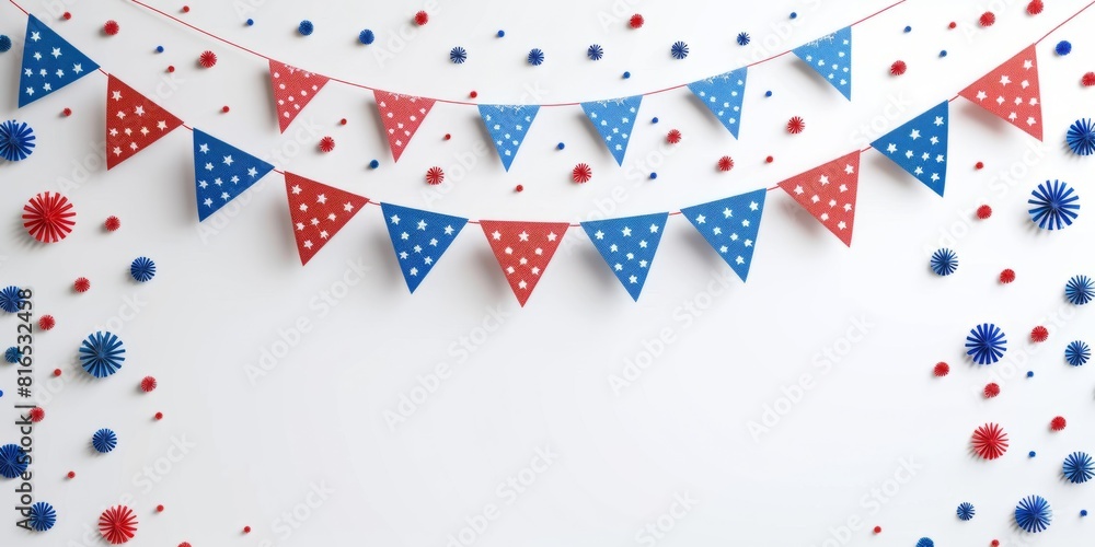 Obraz premium Presidents day Banner with USA Flag, Isolated on White Background with Copy-Space.