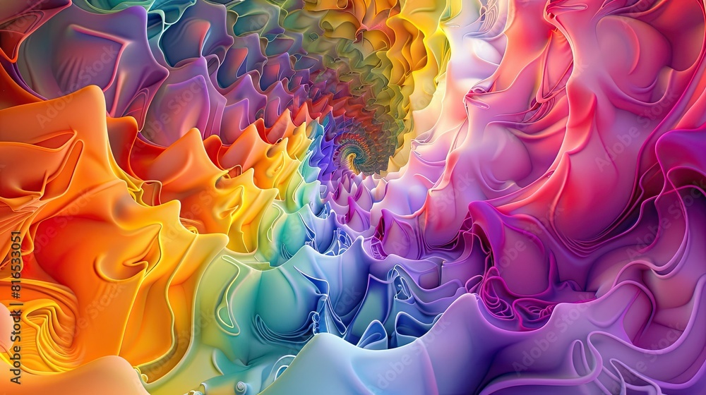 A vibrant, abstract swirl of colorful, flowing shapes creating a mesmerizing pattern.
