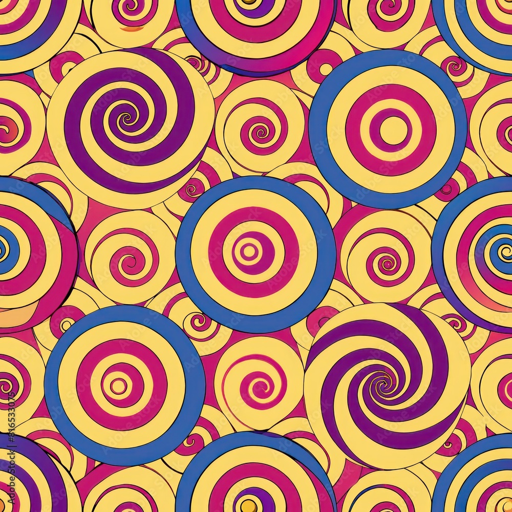 Seamless pattern of abstract halftone spirals and swirls, adding a sense of whimsy and playfulness to your gift wrap, Generative AI Seamless pattern of abstract halftone spirals and swirls, adding a sense of whimsy and playfulness to your gift wrap, Generative AI