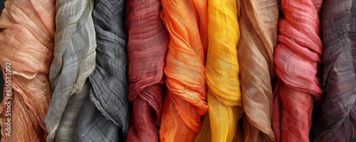 Textures of fabrics dyed with natural dyes photo