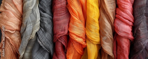 Textures of fabrics dyed with natural dyes