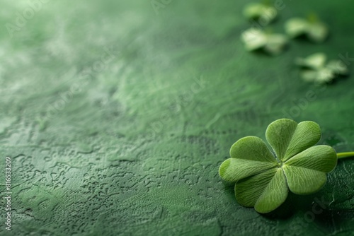 eaf clover on green background, st patricks day theme, flat lay photography, minimalistic photo