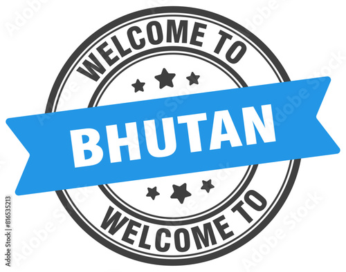 Free Download Welcome to Bhutan stamp. Bhutan round sign - GFXLoad