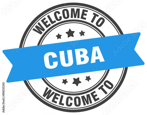 Welcome to Cuba stamp. Cuba round sign