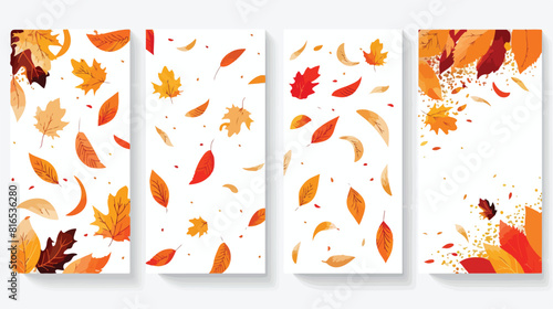 Four of autumn horizontal banner templates with falle