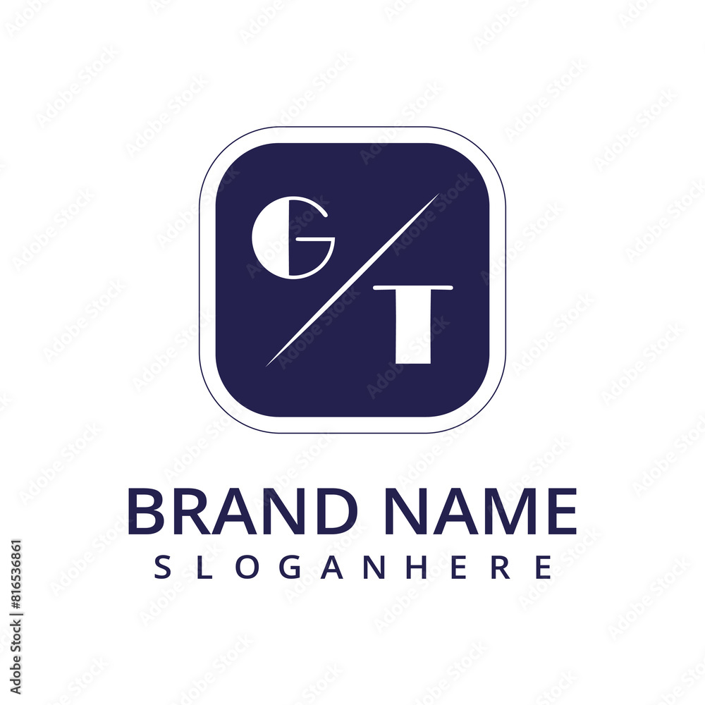 GT initial monogram logo with rectangal style dsign. GT initial monogram logo with rectangal style dsign.