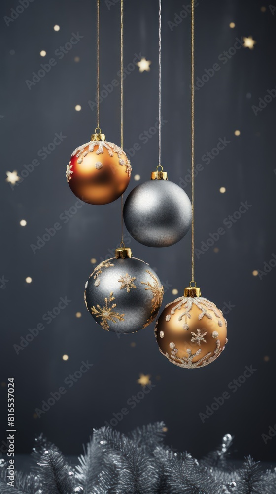 Christmas balls on a gray background Christmas balls on a gray background