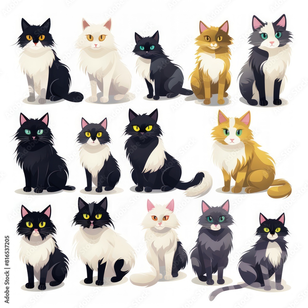 Collection of cat illustrations on a white background. Collection of cat illustrations on a white background.