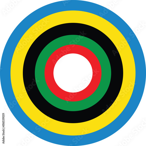 Abstract colorful wave background with Olympics lines colors isolated with white background