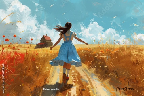 Dorothy as she clicks her heels together three times and repeats 