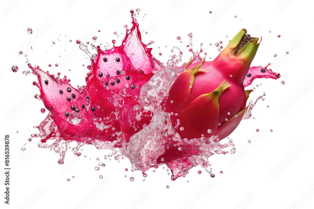 Dragon Fruit Dance: A Splash of Color in Water on White or PNG Transparent Background. Dragon Fruit Dance: A Splash of Color in Water on White or PNG Transparent Background.