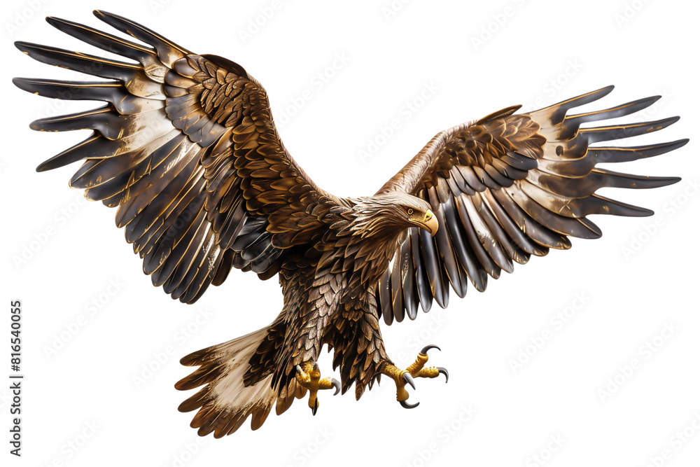 Obraz premium Golden Eagle in Flight on Di-Cut PNG style