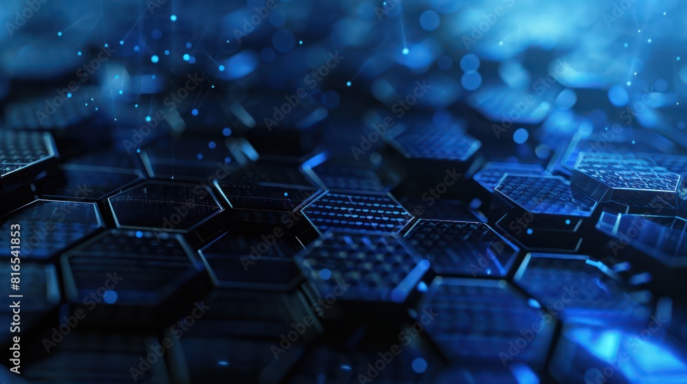 Obraz premium Abstract blue geometric technology background blue geometric network graphics