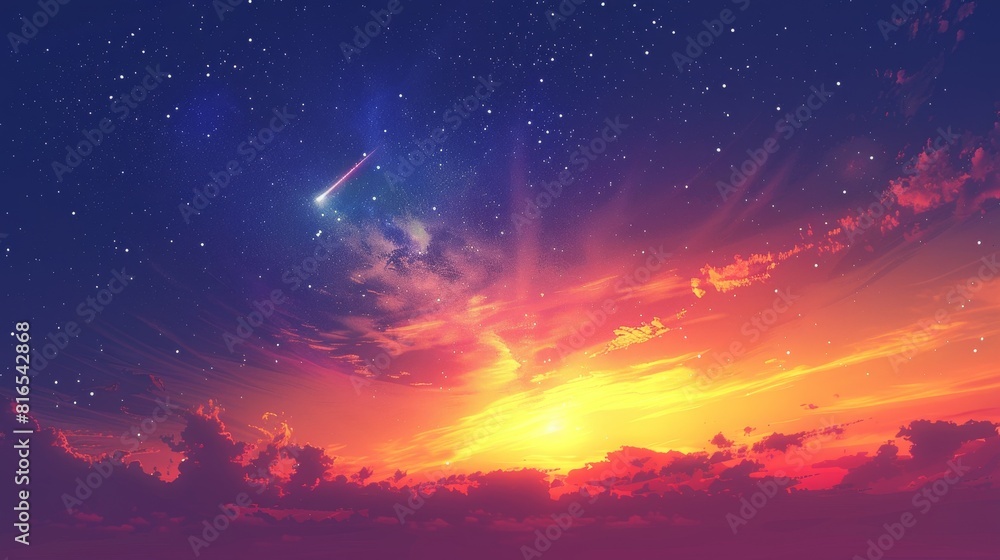 Sky Gradients Celestial: An illustration depicting the gradient of colors in the sky as a celestial event Sky Gradients Celestial: An illustration depicting the gradient of colors in the sky as a celestial event