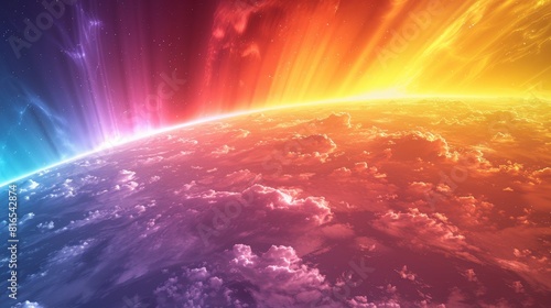 Sky Gradients Celestial Events: A 3D illustration capturing the gradient of colors in the sky during celestial event