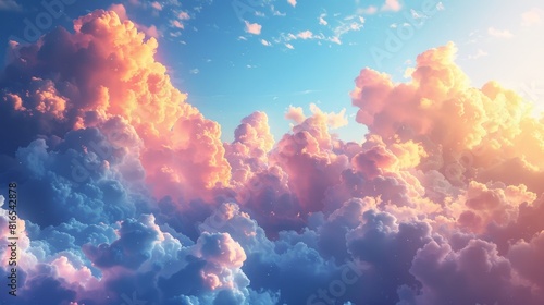 Sky Gradients Cloud Formations: A 3D illustration featuring the gradient of colors in the sky