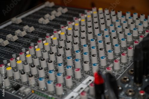 sound mixing table close up