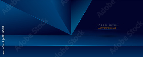 Abstract dark blue banner design background with diagonal geometric overlay layer. Modern square shape graphic elements. Vector illustration