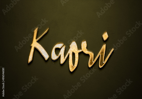 Old gold text effect of Japanese name Kaori with 3D glossy style Mockup. photo